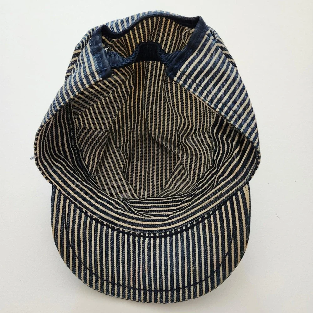 Vintage OshKosh B'Gosh Hickory Stripe Infant Train Conductor Hat Cotton